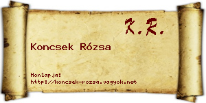 Koncsek Rózsa névjegykártya