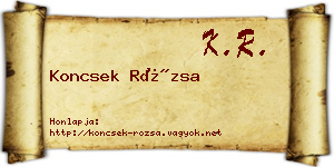 Koncsek Rózsa névjegykártya